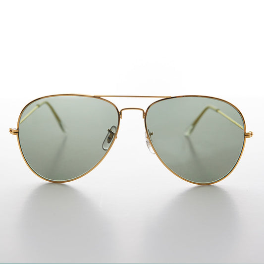 Vintage Metal Aviator Sunglass with Glass Lens - Hughes