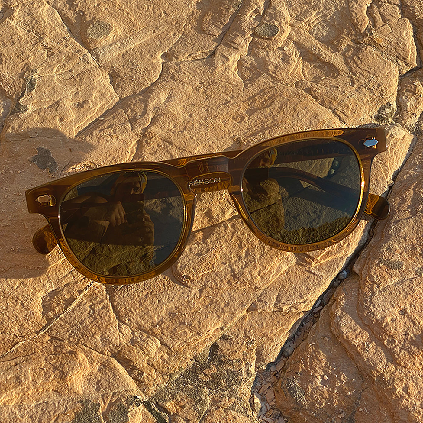 Amber Polarized Square Sunglass - Benson