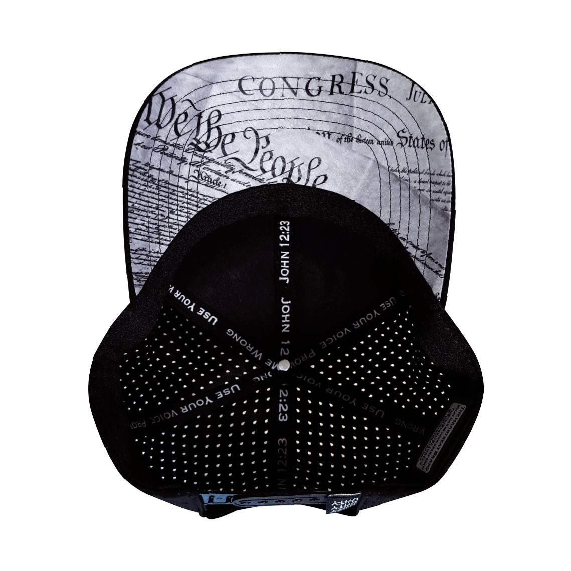 **PREORDER ONLY SHIPS IN MAY**  FREEDOM Hat - Black / White - Baseball Hat Fit - Laser Mesh