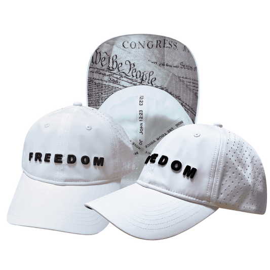 FREEDOM Hat - White - Dad Hat - Ponytail - Laser Mesh
