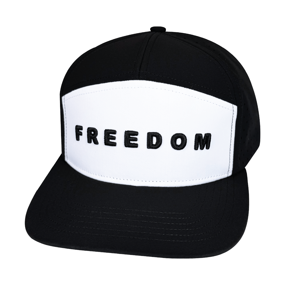 FREEDOM Hat - Black/White Flat Bill with Laser Mesh (Preorder - Ships May)